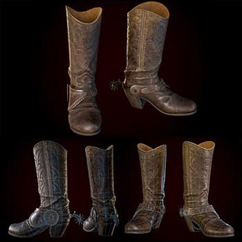 逼真的牛仔靴素材之家精选3D模型