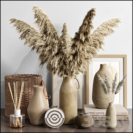 盆子里的干花装饰品素材之家精选3D模型