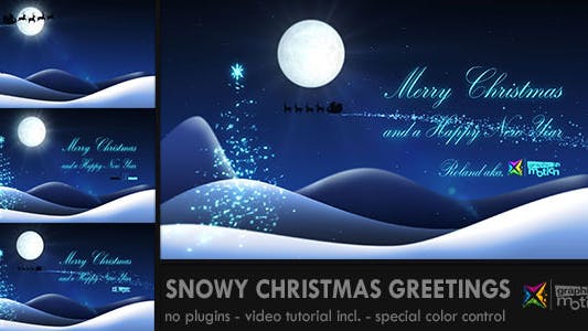 雪花粒子夜景圣诞节祝福视频素材库精选AE模板 Snowy Christmas Greetings
