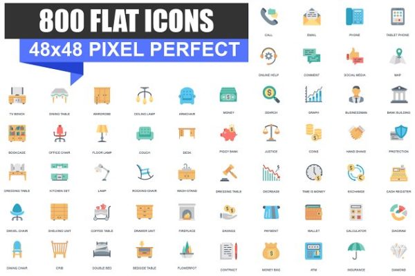 企业商务主题扁平风格图标库 Business Flat Icons