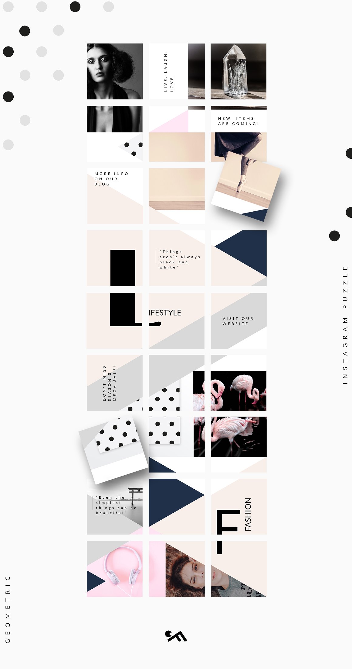 时尚高端几何形状布局的Instagram模板素材库精选 Instagram PUZZLE template -Geometric [psd]插图(2)