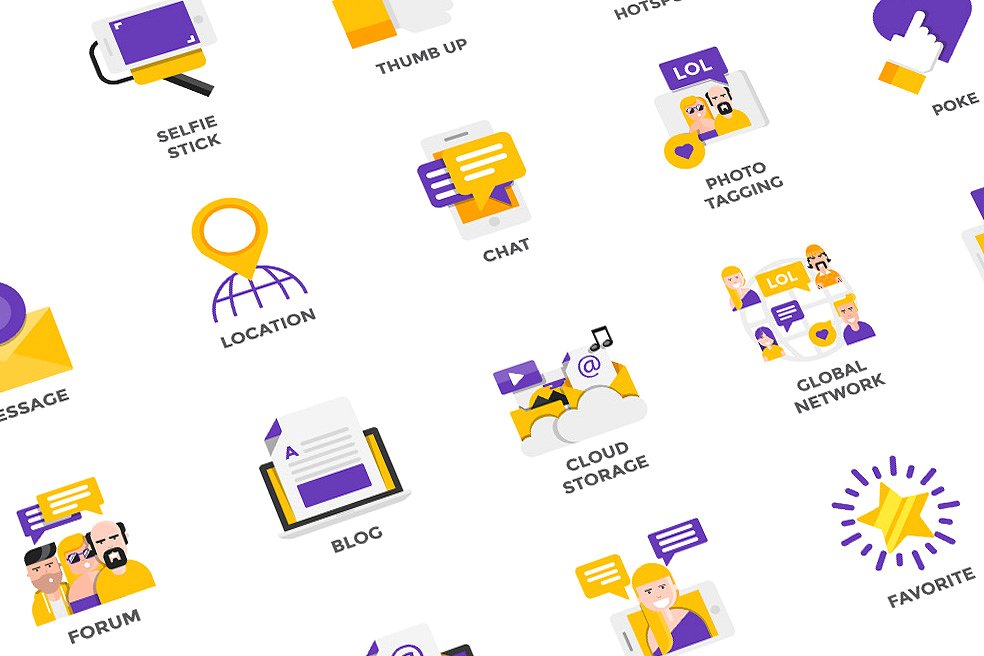 配色大胆前卫现代矢量图标合集 Big Collection of Modern icons插图(3)