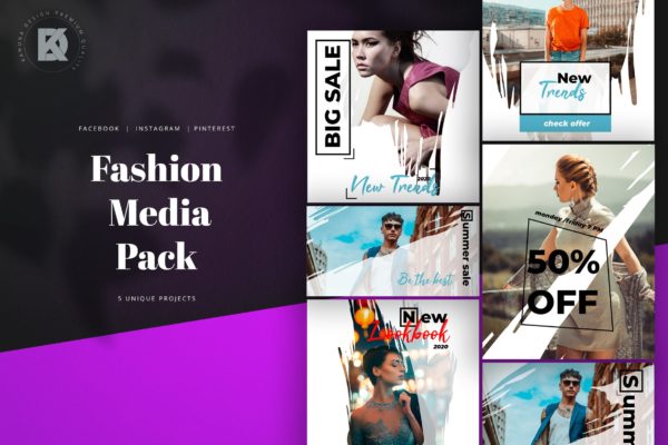 时尚行业社交媒体新媒体广告设计模板素材库精选 Fashion Social Media Pack