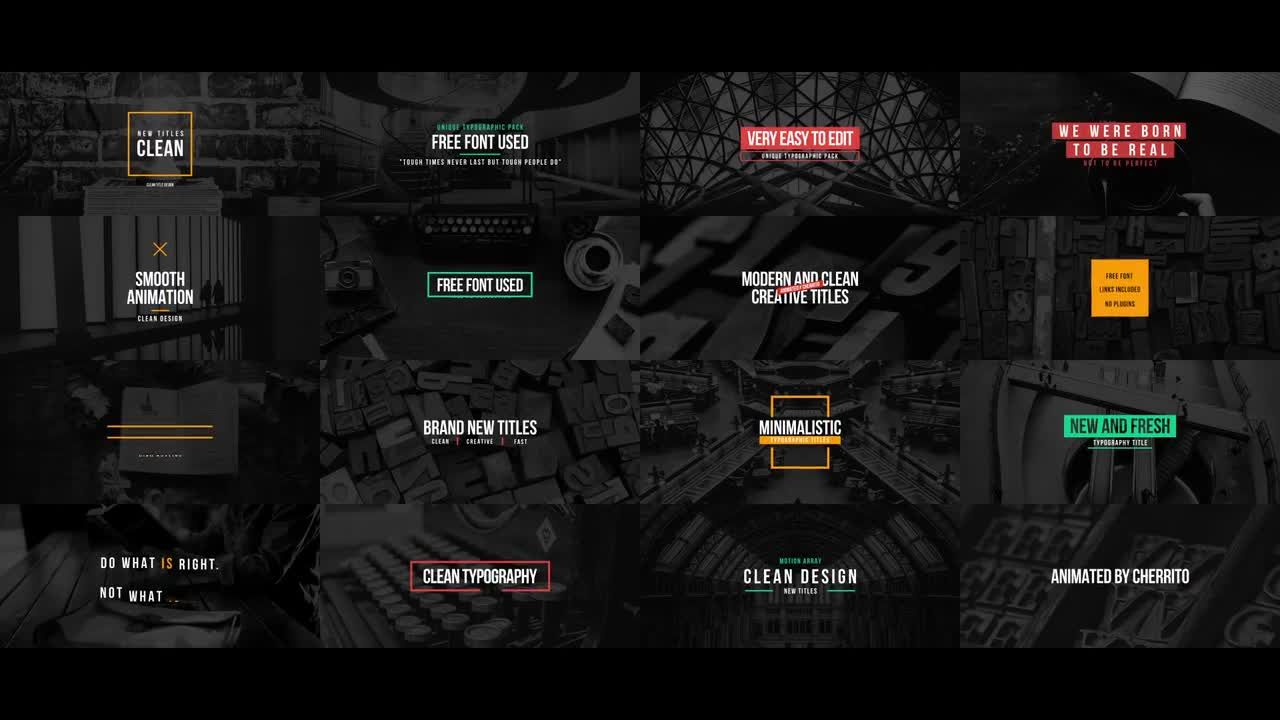 16个干净清新的动画标题素材库精选pr模板