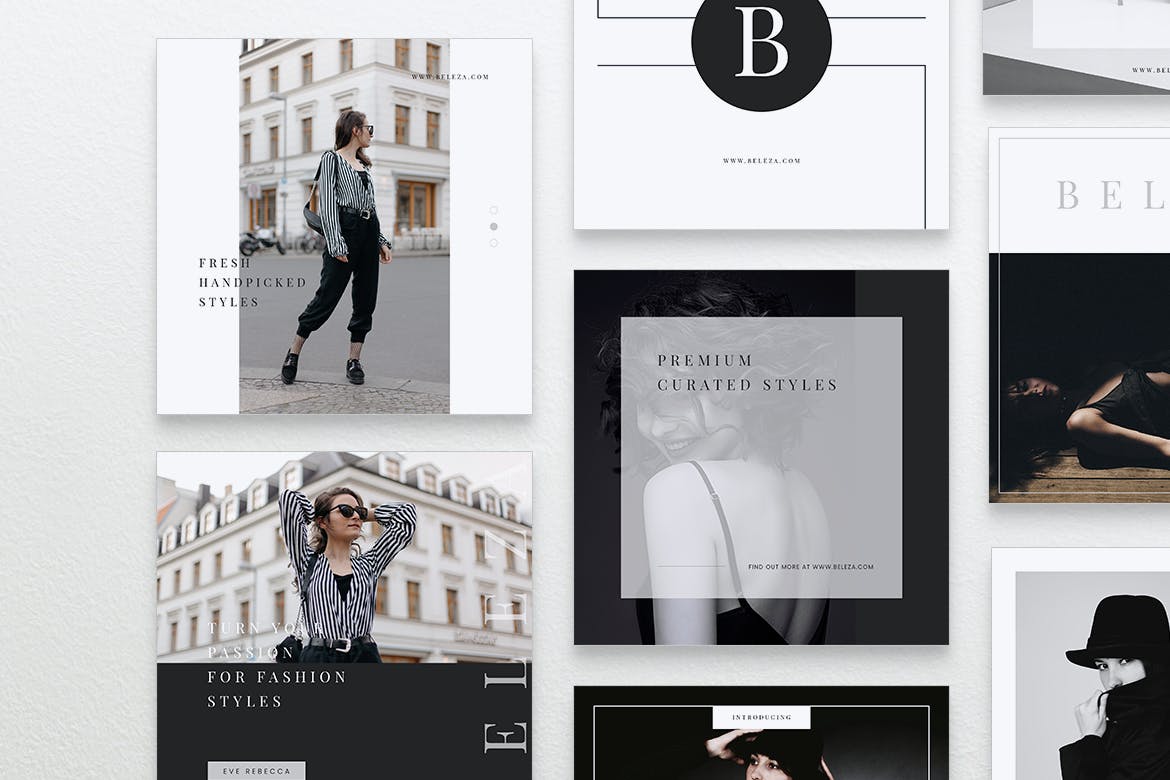 时尚品牌社交推广设计素材包 BELEZA Fashion Social Media Post插图(2)