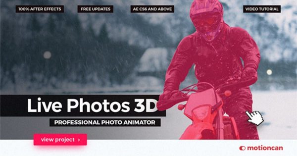 3D专业照片动画幻灯片视频素材库精选AE模板 Live Photos 3D – Professional Photo Animator