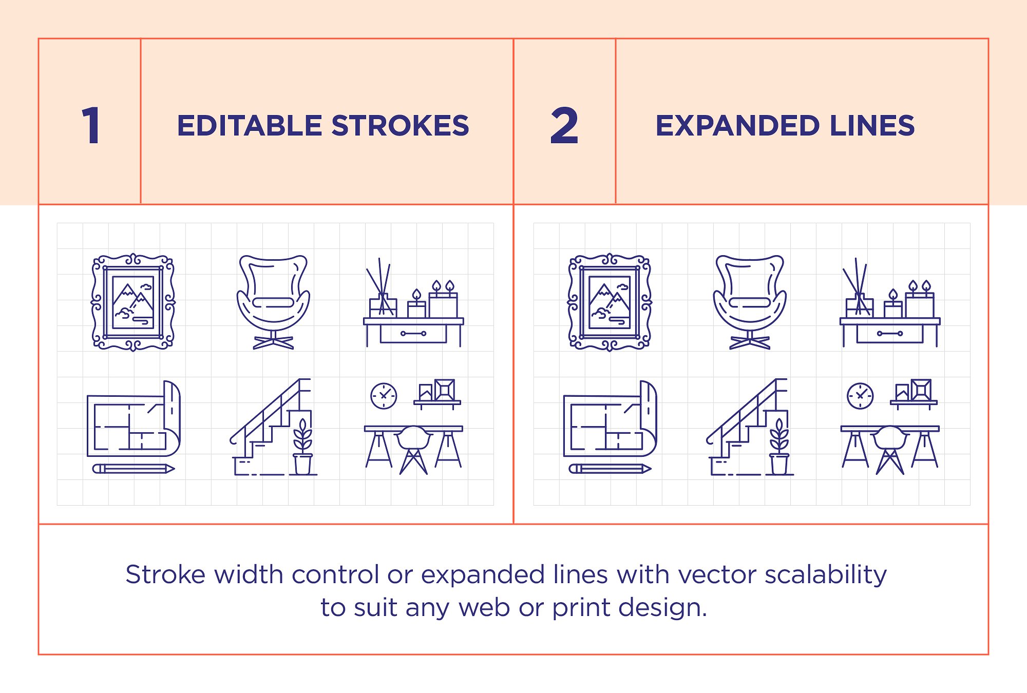 100个独特的室内设计类线形图标合辑下载[ai,eps,pdf,svg]插图(3)
