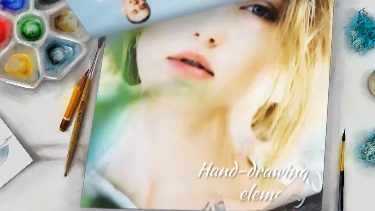 优雅水墨效果幻灯片动画素材库精选AE模板