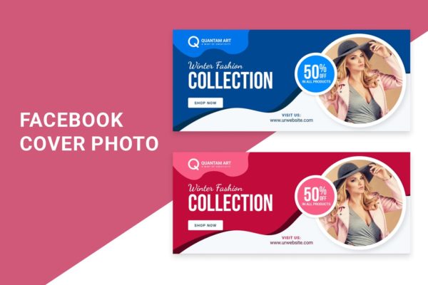 冬季年终大促Facebook封面设计模板素材库精选 Winter Season Sale| facebook cover template