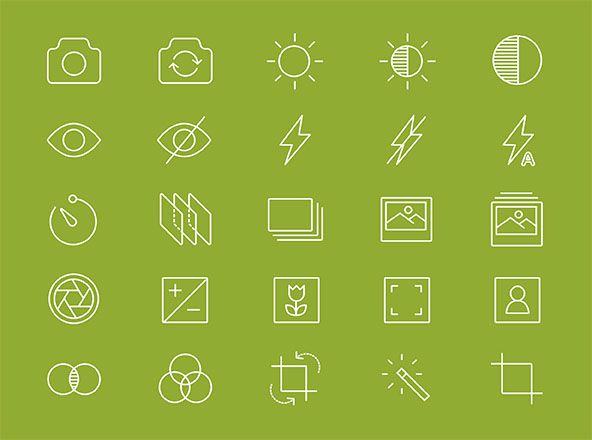 摄影主题线性矢量图标下载 Photography Line Icons