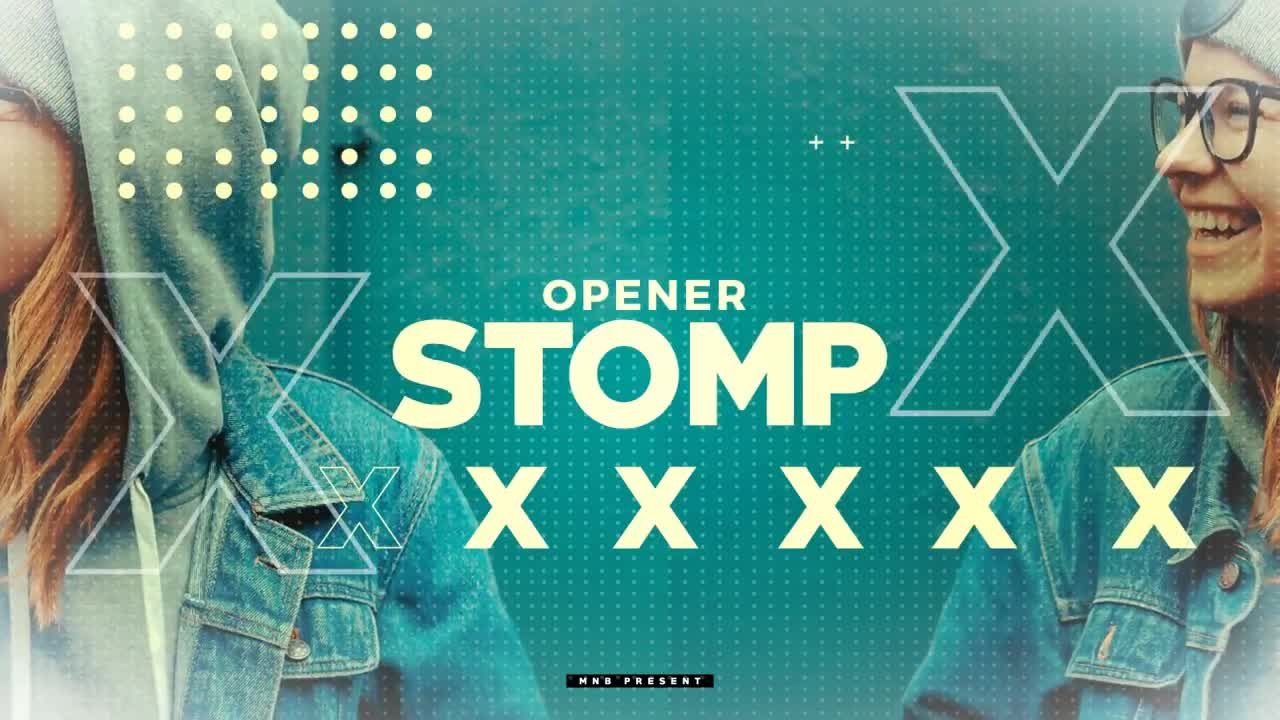 具有动态动画叠加效果AEStomp Opener V2模板