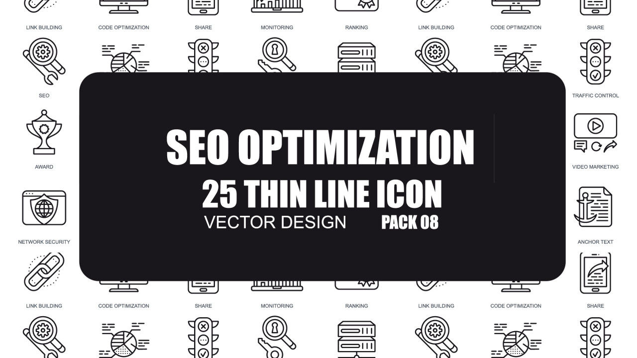 25个线条SEO优化图标素材库精选AE模板