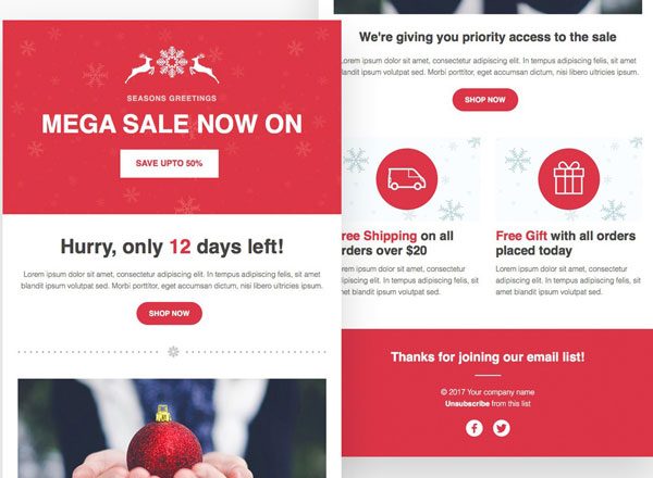 响应式圣诞/黑色星期五促销 EDM 邮件模板 Sale Responsive HTML Email Template