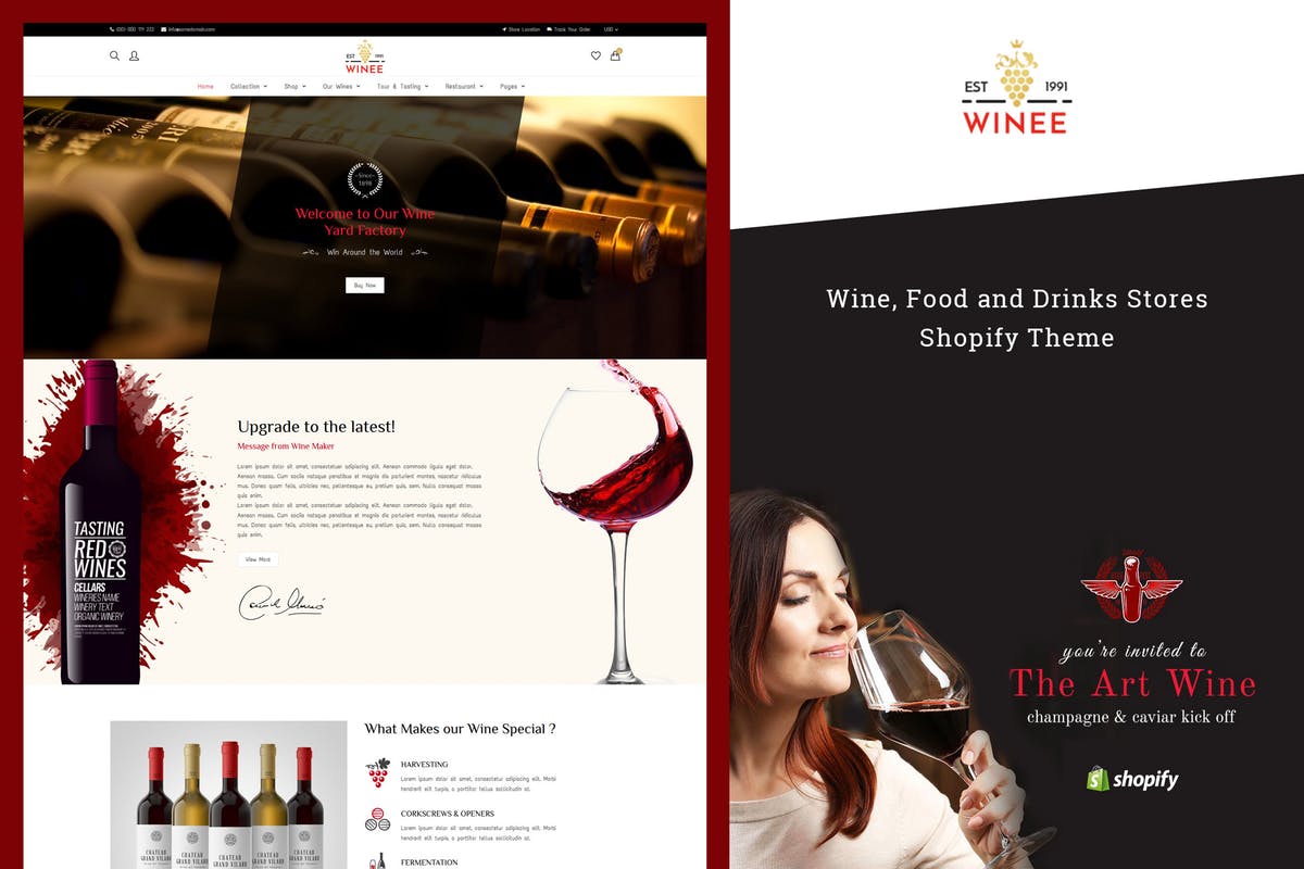 洋酒/葡萄酒网上商城Shopify主题模板素材库精选 Winee – Wine, Winery Shopify Theme插图