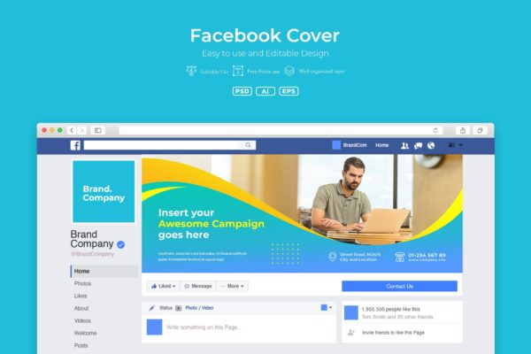企业商务主题Facebook主页封面设计模板素材库精选v2.5 ADL Facebook Cover.v2.5
