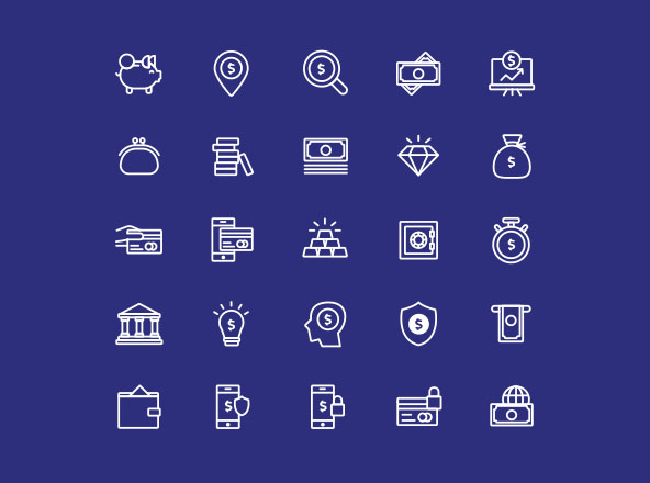 金融主题矢量线性图标设计素材 Finance Vector Line Icons