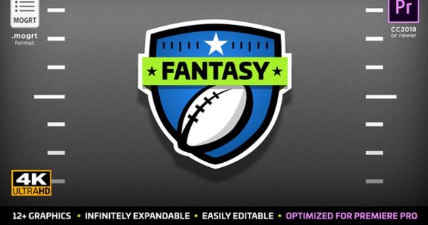 梦幻美式足球橄榄球体育运动素材库精选PR模板 Fantasy Football Kit | Mogrt for Premiere Pro