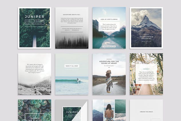 社交媒体Banner＆贴图＆版式设计模板素材库精选合集 J U N I P E R Social Media BUNDLE插图(4)