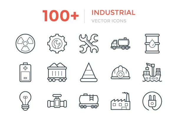 100+工业矢量图标 100+ Industrial Vector Icons