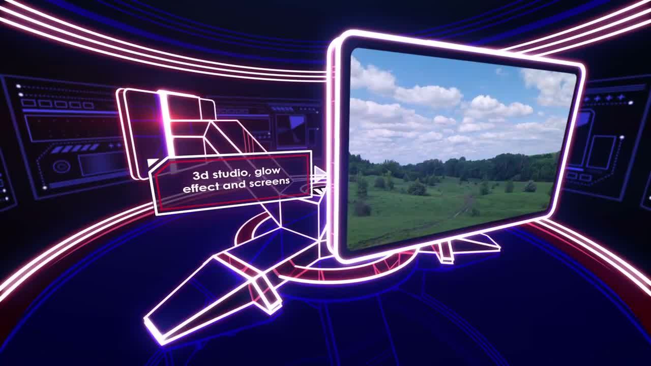 霓虹灯光条纹背景商业幻灯片logo展示素材库精选AE模板