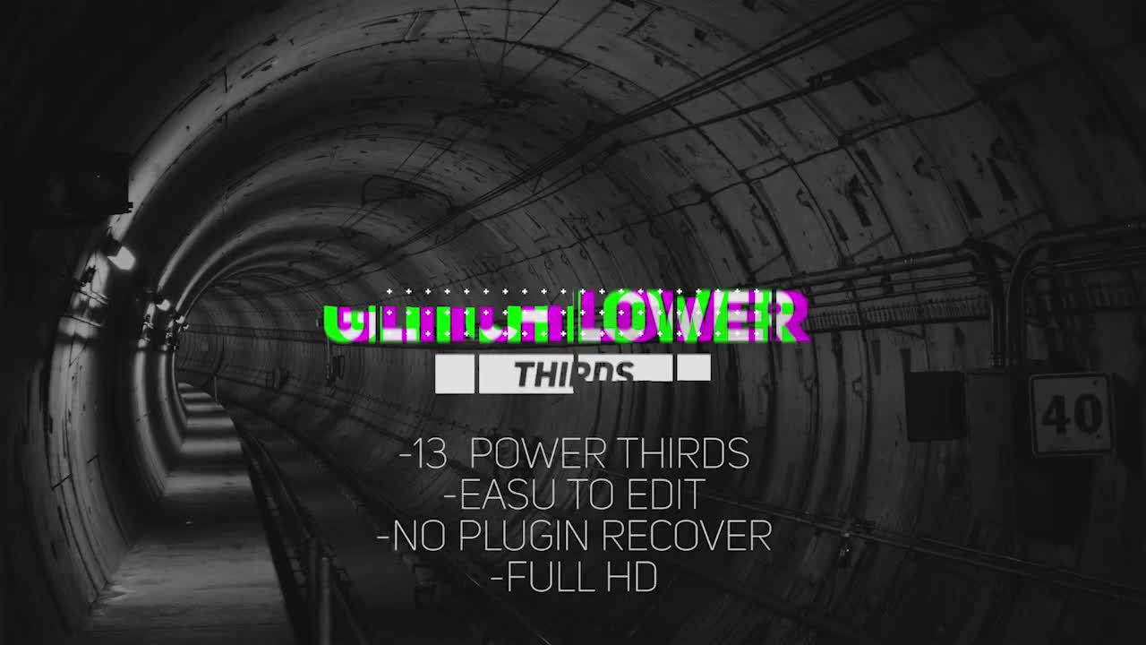 12个创意动画毛刺下三分之一pr标题模板