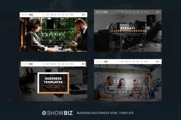 创意响应式设计风格多用途企业网站HTML模板素材库精选 Showbiz – Multipages Business HTML Template