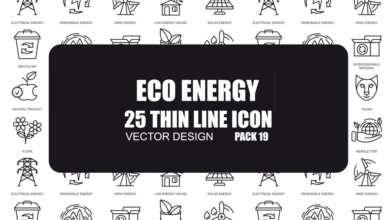 生态能源细线图标动画素材库精选AE模板