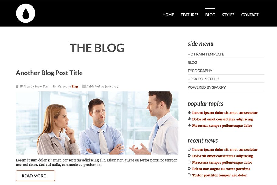 经典简约型自适应Joomla网站模板素材库精选 Hot Rain插图(6)