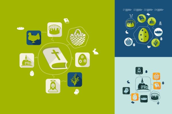 9款复活节主题信息图标设计素材 9 easter flat infographic.