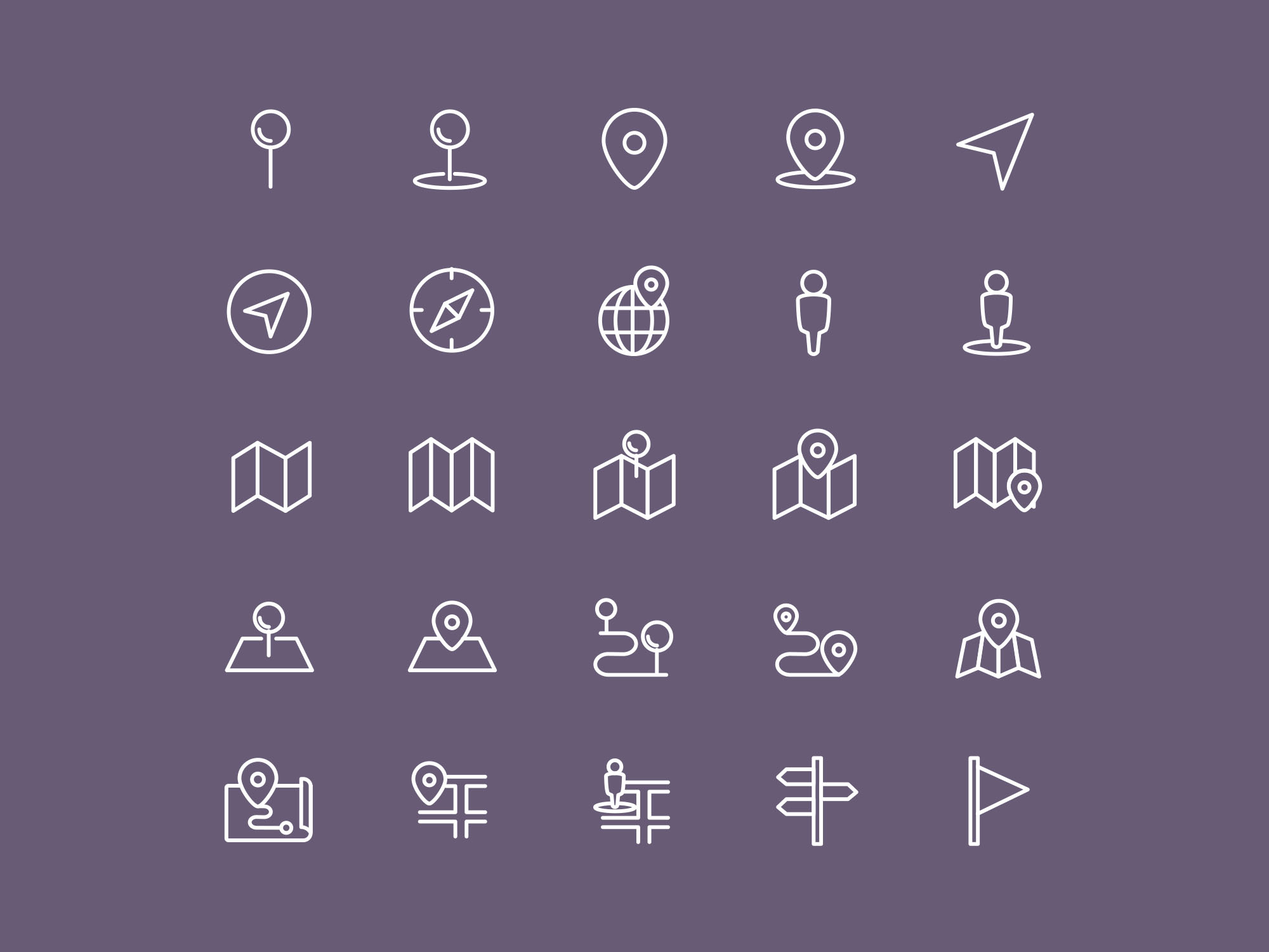 地图&位置主题矢量线性素材库精选图标 Map and Location Icons插图