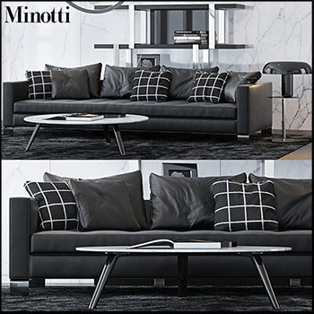 黑色真皮沙发和架子沙发靠背素材之家精选3D模型