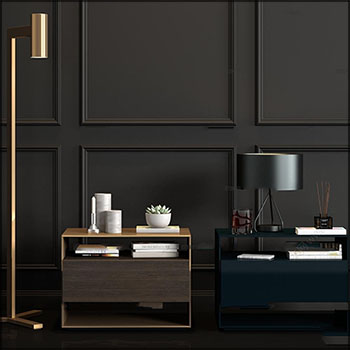 新中式实木床头柜落地灯台灯饰品组合素材之家精选3D模型