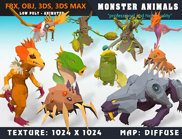 Cubebrush低模卡通动物动画合集素材之家精选3D模型