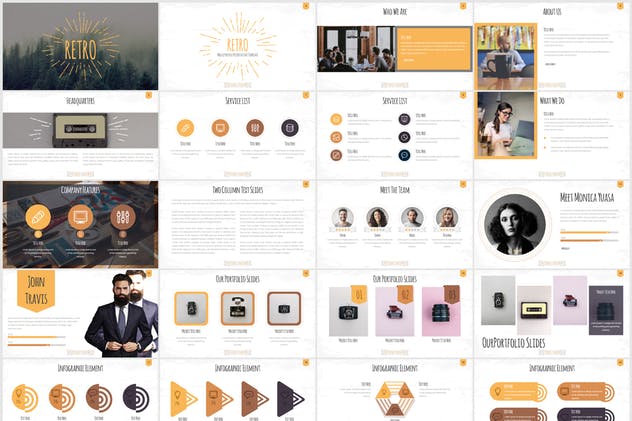 复古棕色多用途PPT幻灯片模板 Retro – Powerpoint Template插图(2)