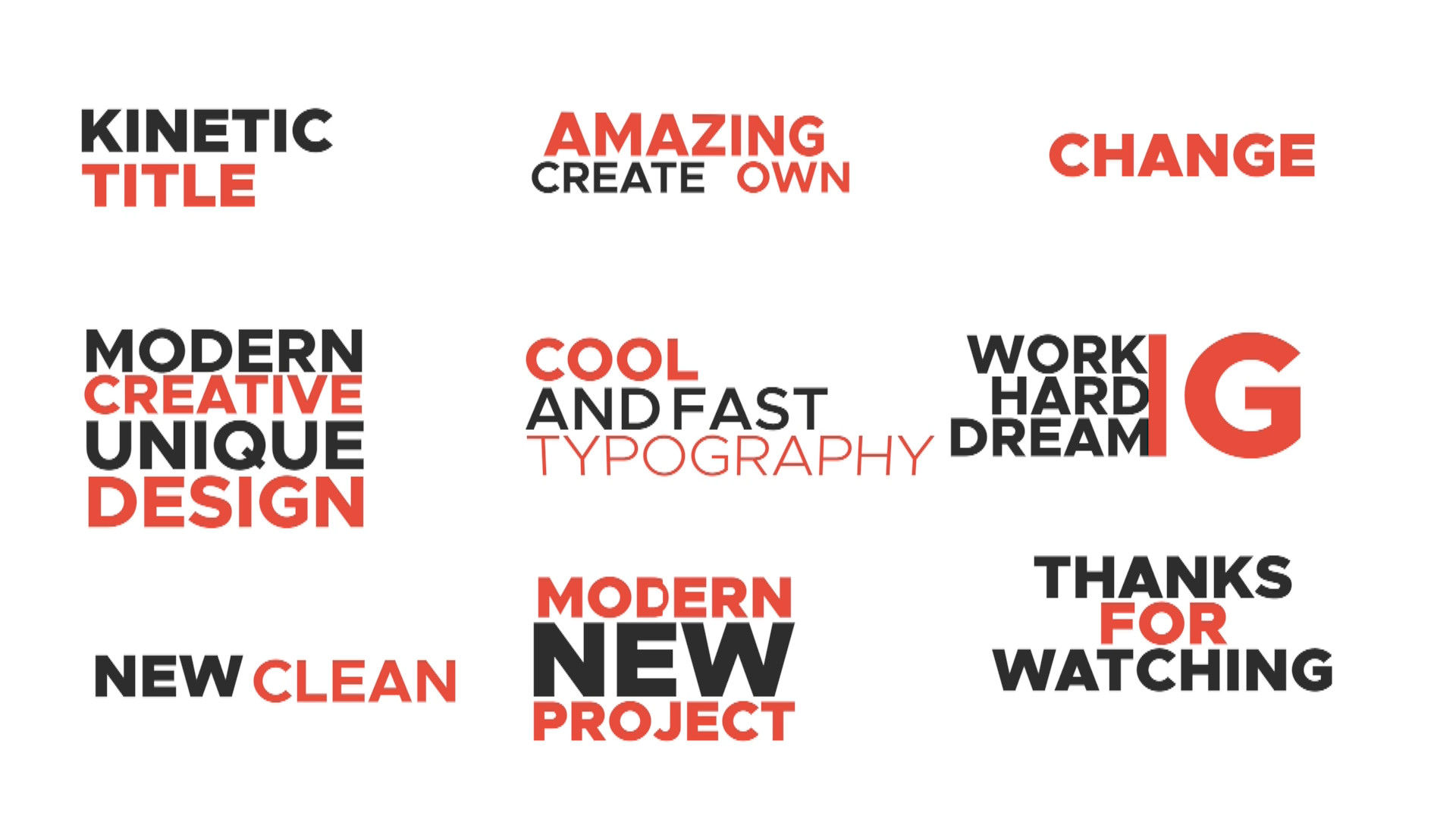 不同文本布局的动力学排版标题动画素材库推荐Pr模板