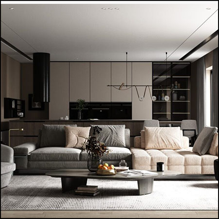 现代欧式客厅场景素材之家精选3D模型By Huy Hieu Lee