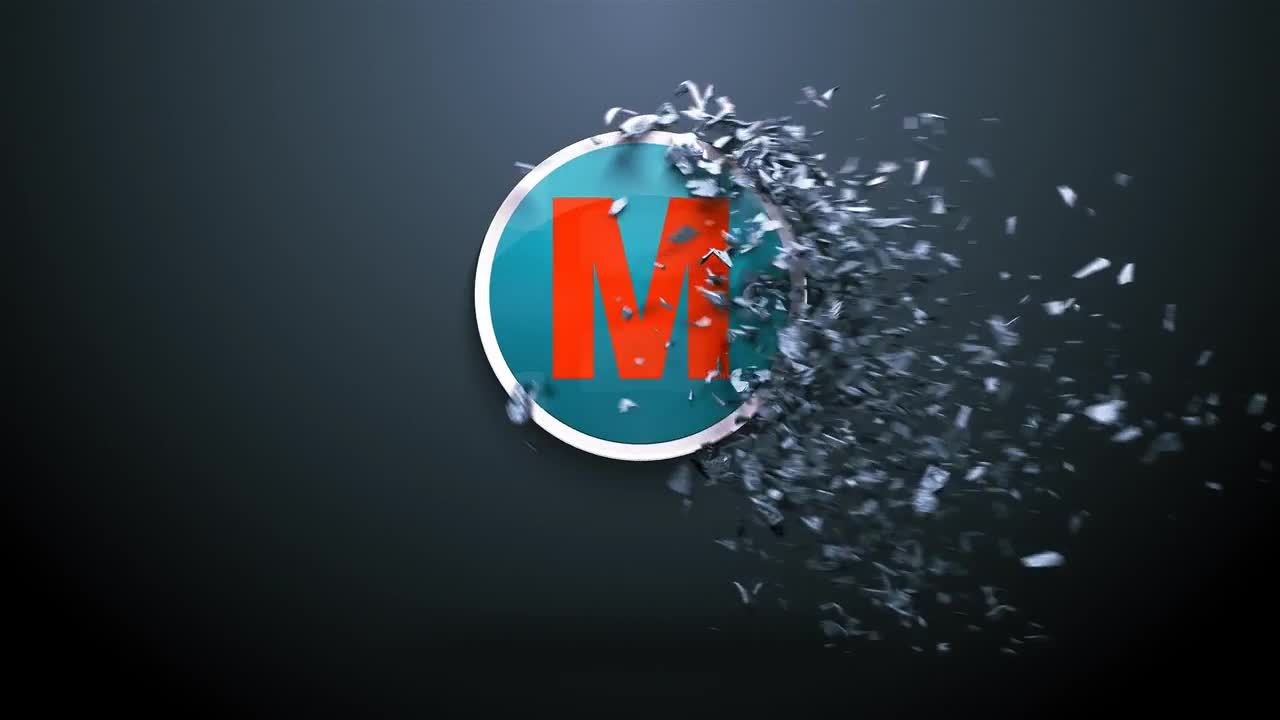 3D压裂和分解效果破碎的徽标显示素材库精选AE模板