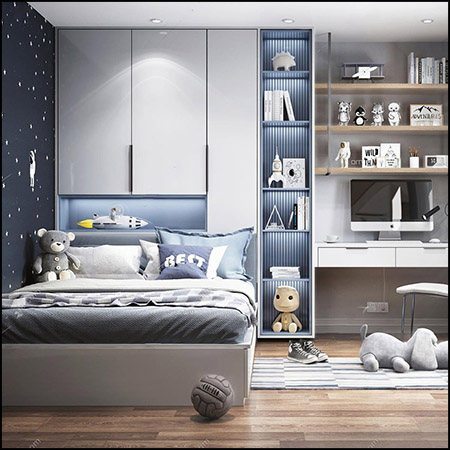 现代儿童房卧室场景素材之家精选3D模型By Kha Vi