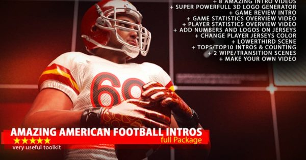 美式足球直播节目片头素材库精选AE模板 Amazing American Football Intro