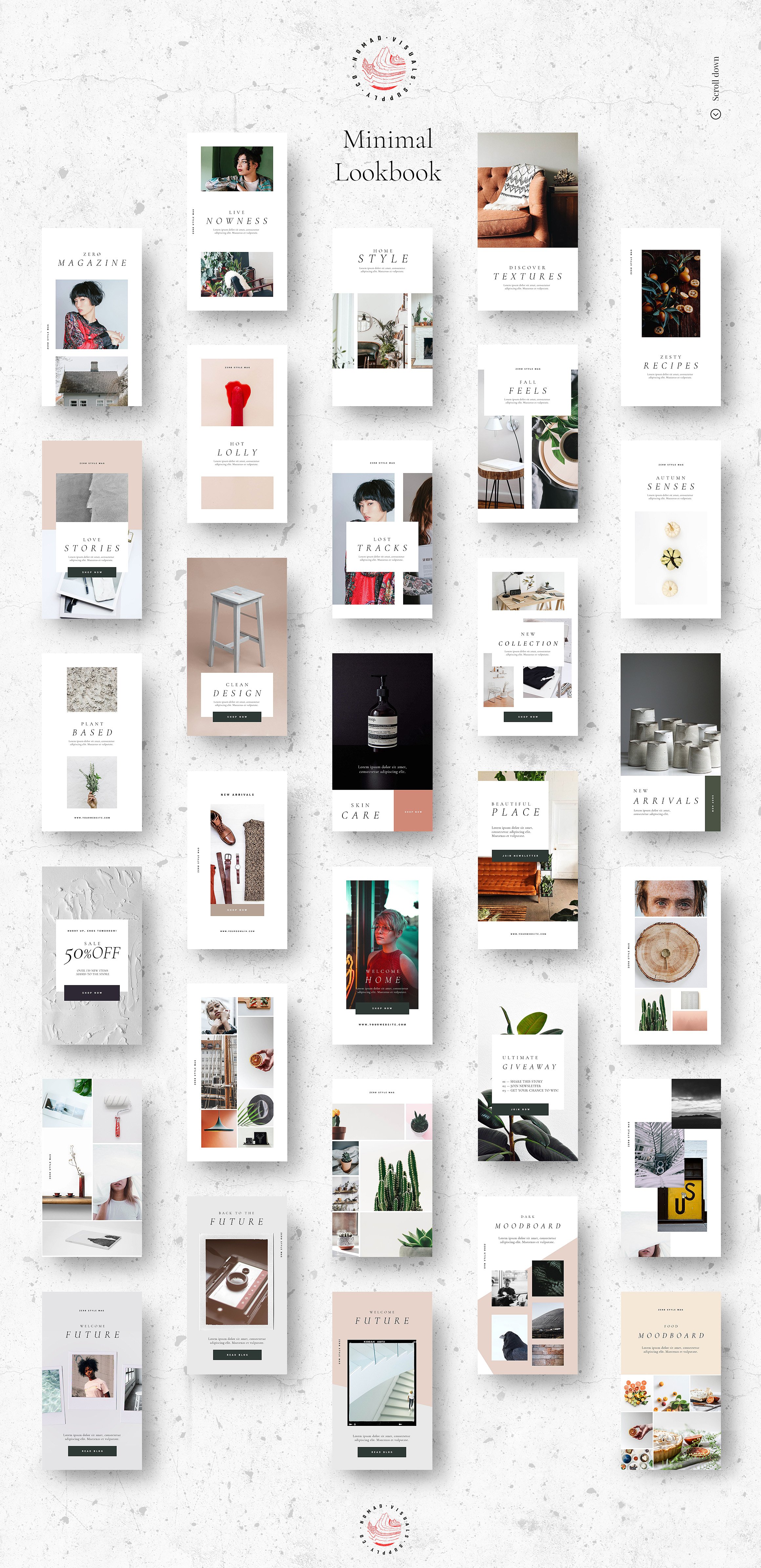 30个独特时尚的Lookbook社交媒体Instagram故事模板素材库精选 Minimal Lookbook Instagram Stories [psd]插图(1)