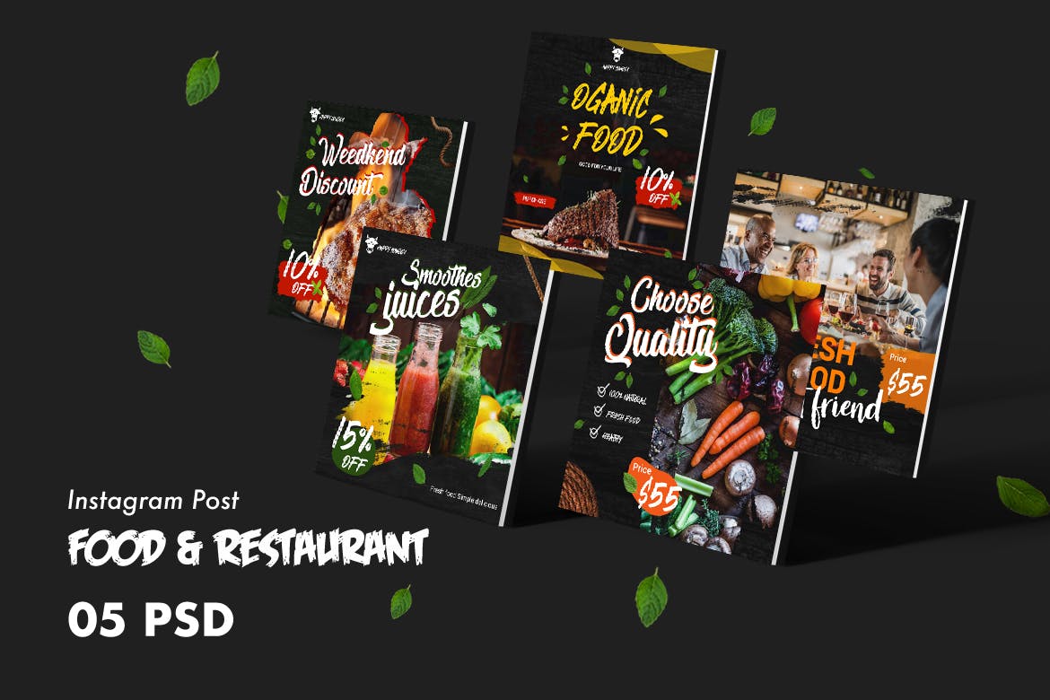 西式美食&餐厅Facebook社交平台广告设计PSD模板素材库精选 Food & Restaurants Facebook Post PSD Template插图(1)