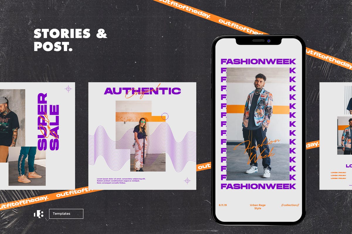 Instagram社交平台服装品牌新品发布贴图设计模板素材库精选 Instagram Template插图(3)