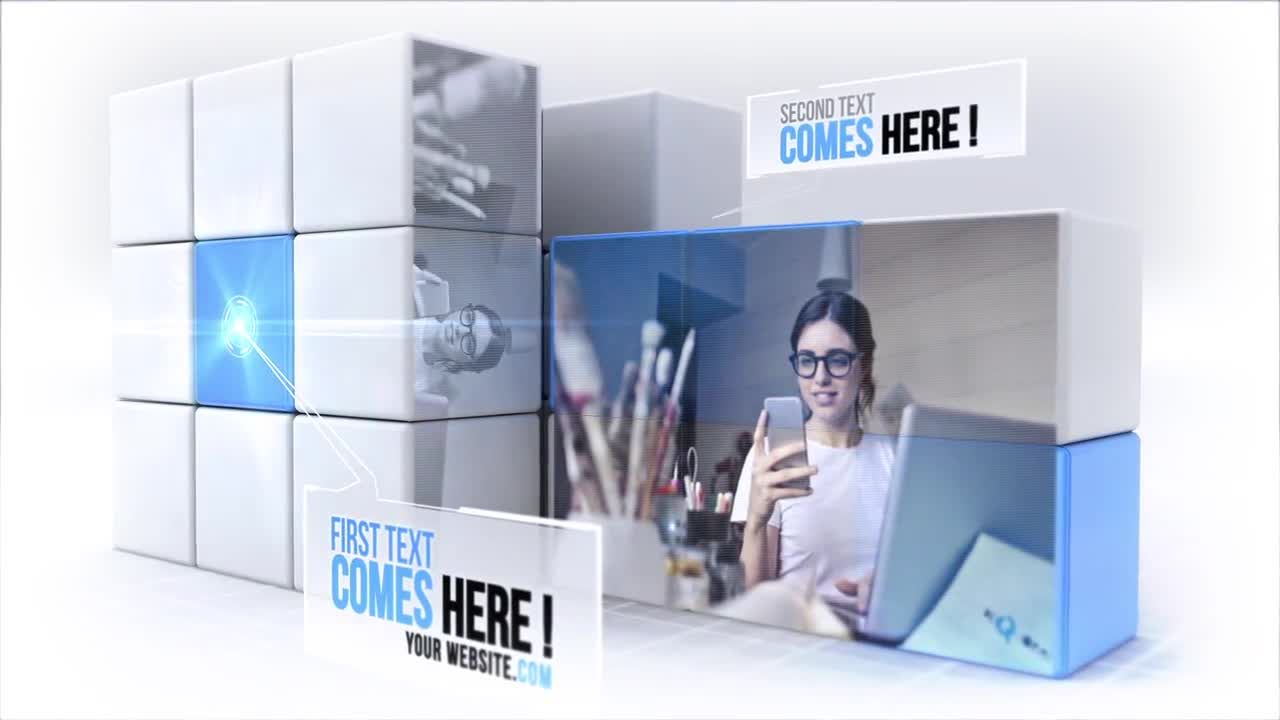 现代简洁创意的3D多维数据集素材库精选AE模板