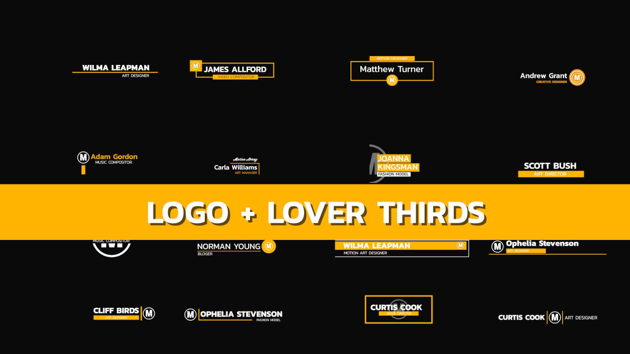 16个logo标题字幕条动画素材库推荐PR模板