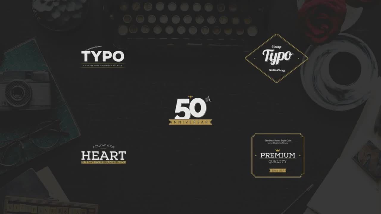 11个酷黑全屏复古标题素材库精选AE模板