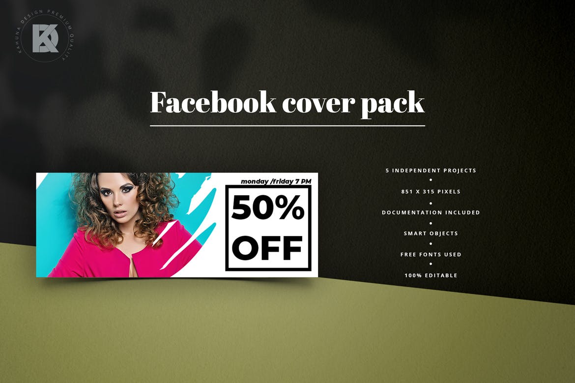 时装品牌Facebook社交推广封面设计模板素材库精选 Fashion Facebook Cover Kit插图(1)