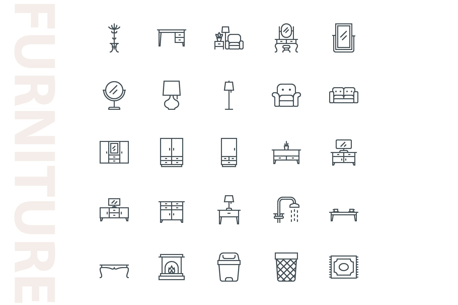 25枚家具主题矢量线性素材库精选图标v2 Furniture Lineart Part 2插图(3)