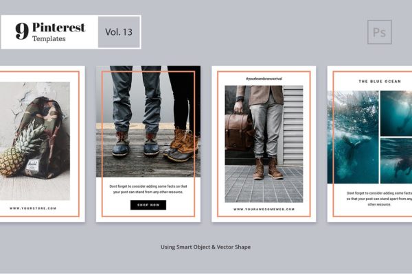 Pinterest社交电商推广设计素材模板素材库精选v13 Pinterest Templates Vol. 13