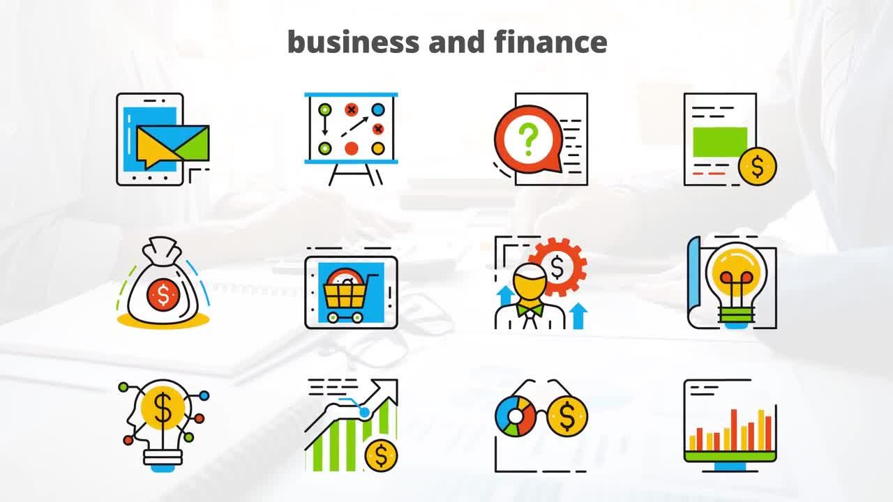 业务平面动画图标集合素材库精选AE模板