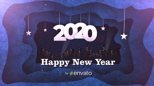 2020年剪纸艺术动画特效新年开场视频素材库精选AE模板素材 New Year Opener 2020